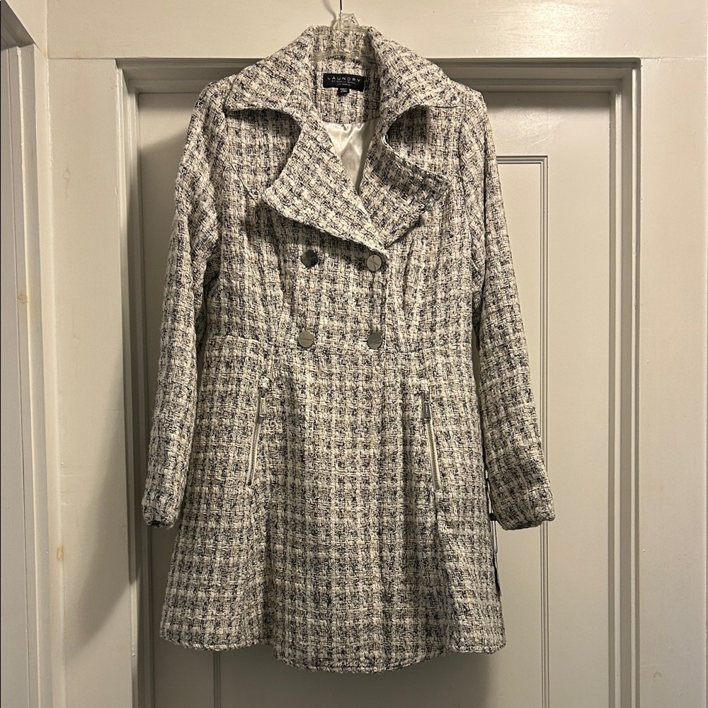 Laundry By Shelli Segal Women's Black & White Peacoat - Size Medium, NWT